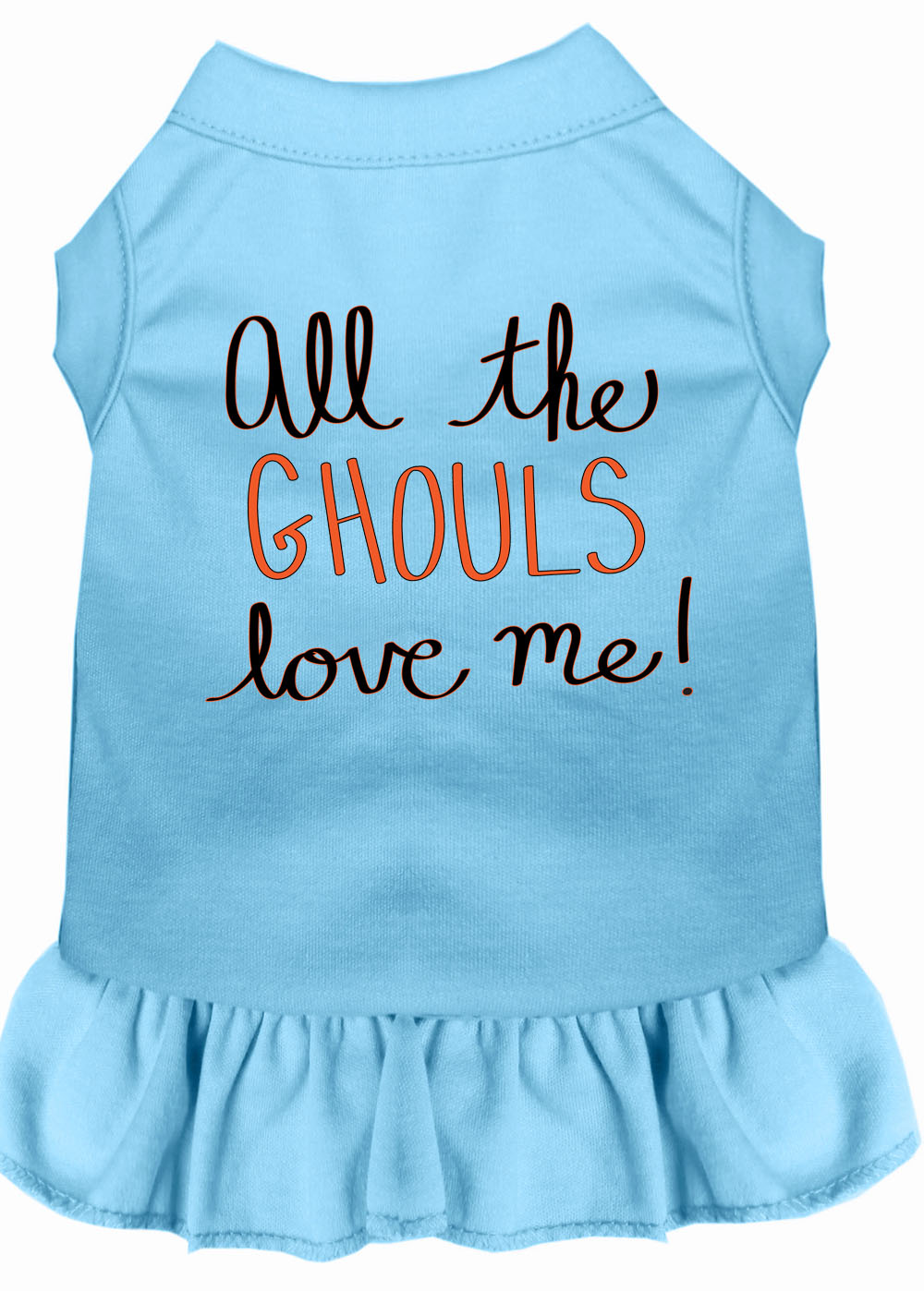 All the Ghouls Screen Print Dog Dress Baby Blue Med